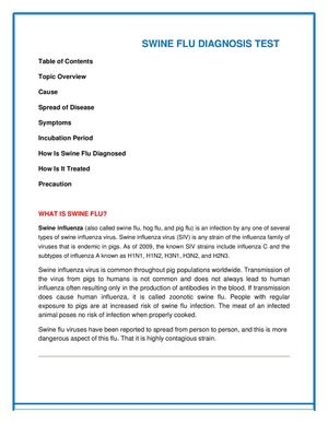Swine Flu Diagnosis Test