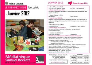 Animations DE JANVIER 2012 à la Médiathèque de Guérande