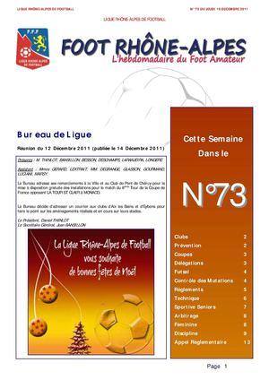 Journal N° 73 du Jeudi 15 Décembre 2011