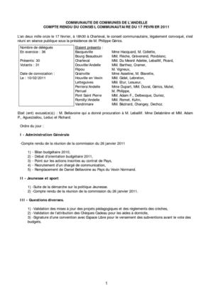 Compte rendu 17 02 2011
