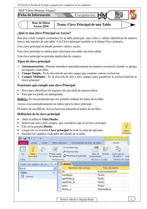 Clave Principal de una Tabla