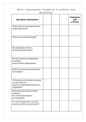 Лист самооценки