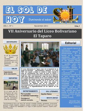 Periódico Escolar - Liceo Bolivariano El Taparo