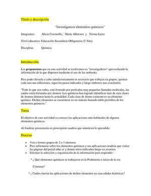 Webquest sobre elementos químicos