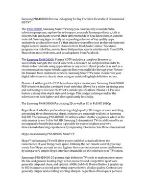 Samsung PN64D8000 3D HDTV