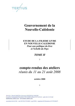 ÉTUDE DE LA FILIÈRE LIVRE EN NOUVELLE-CALÉDONIE : compte-rendus des ateliers