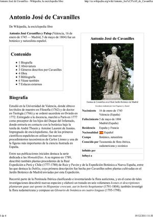 (Antonio José de Cavanilles ...)