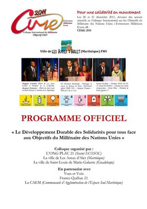 Programme officiel de CIME 2011 aux Anses d'Arlet