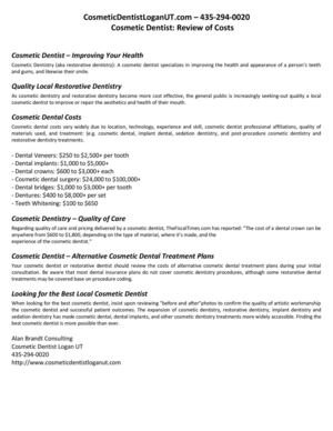 CosmeticDentistLoganUT.com–435-294-0020–Cosmetic Dentist Review of Costs