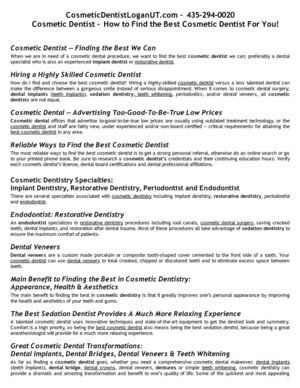 CosmeticDentistLoganUT.com–435-294-0020–Cosmetic Dentist–How to Find the Best Cosmetic Dentist For You.doc