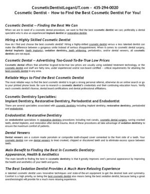 CosmeticDentistLoganUT.com–435-294-0020–Cosmetic Dentist–How to Find the Best Cosmetic Dentist For You.odt