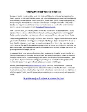 Finding the Best Vacation Rentals