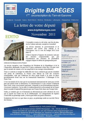 NEWSLETTER NOVEMBRE 2011