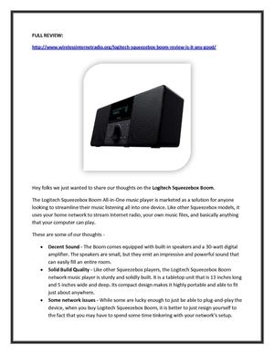 Our Thoughts on the Logitech Squeezebox Boom