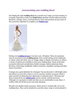 Accessorizing your wedding dress!