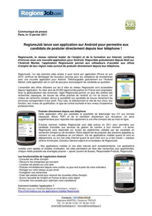 RegionsJob lance son application candidats de postuler directement depuis leur téléphone