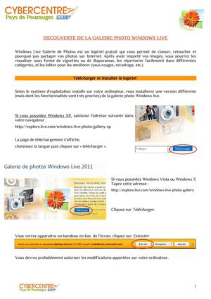 Tutoriel Découverte de la Galerie Windows Live