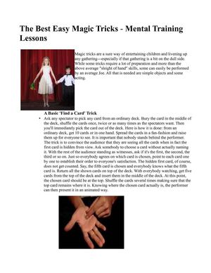 The Best Easy Magic Tricks - Mental Training Lessons