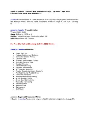 Anantya Navalur Chennai, New Residential Project by Indus Cityscapes Constructions, Book Now 9282401111