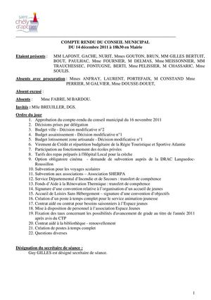 Séance du 14 décembre 2011