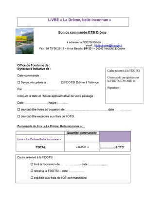 Livre la Drôme, belle inconnue - bon de commande