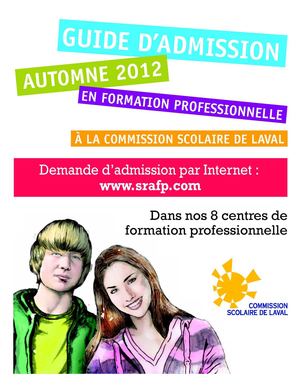 Guide d'admission Automne 2012 en formation professionnelle