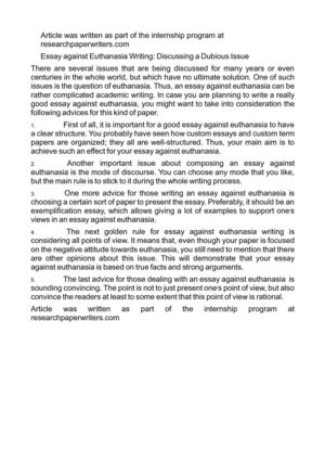 Process Essay Example Paper Essay Against Euthanasia Writing Discussing A Dubious Issue Essay About High School also English Example Essay Calamo Essay Against Euthanasia Writing Discussing A Dubious Issue Essay On Health Awareness