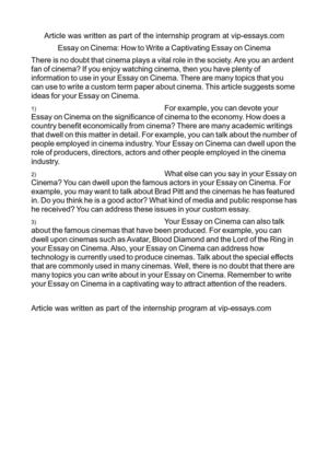 Science Development Essay Essay On Cinema How To Write A Captivating Essay On Cinema How To Write An Essay Proposal also Essay On Photosynthesis Calamo Essay On Cinema How To Write A Captivating Essay On Cinema English Persuasive Essay Topics