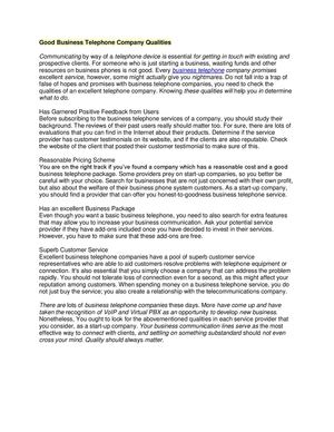  Good Business Telephone Company Qualities