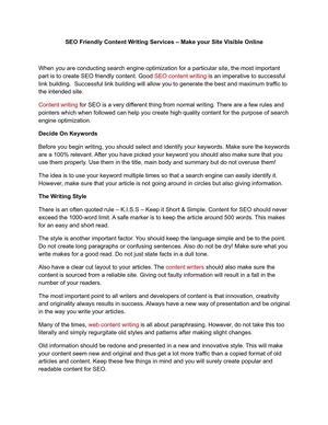 SEO Friendly Content Writing Services – Make your Site Visible Online