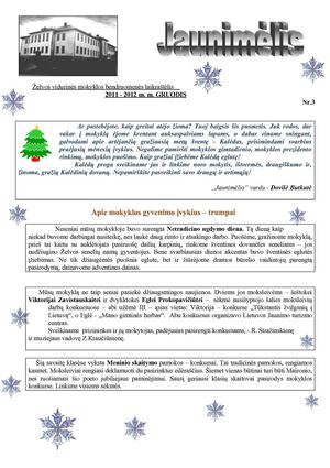 Želvos vidurinės mokyklos bendruomenės laikraštėlis  2011 Nr. 3