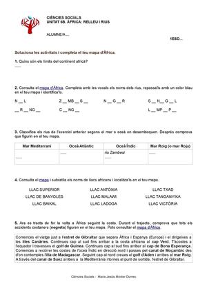 Àfrica: relleu i rius (activitats mapa)