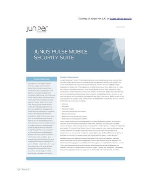 Junos Pulse Mobile Security Suite