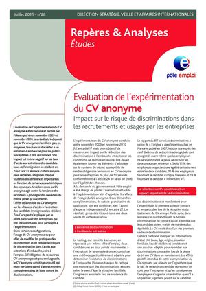 Evaluation de l’expérimentation du CV anonyme