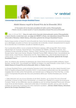 Abdel Aïssou reçoit le Grand Prix de la Diversité 2011