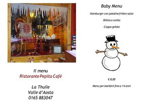 Menu Ristorante Pepita Café La Thuile