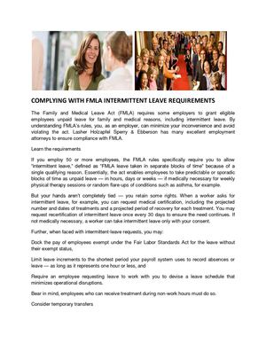 COMPLYING WITH FMLA INTERMITTENT LEAVE REQUIREMENTS