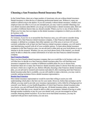 Choosing a San Francisco Dental Insurance Plan