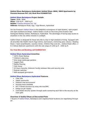 Gokhul Dham Barkatpura Hyderabad, Gokhul Dham 2BHK, 3BHK Apartments by Pranava Avenues Pvt. Ltd, Book Now 9248007333