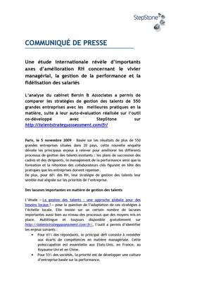 Une étude internationale révèle d’importants axes d’amélioration RH concernant le vivier managérial, la gestion de la performance et la fidélisation des salariés