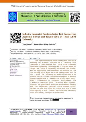 Industry Supported Semiconductor Test Engineering Academic Survey and Round-Table at Texas A&M University