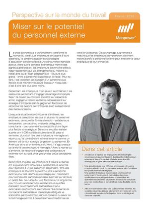 « Miser sur le potentiel du personnel externe » - février 2010