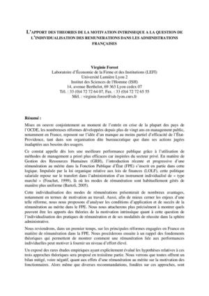 L’APPORT DES THEORIES DE LA MOTIVATION INTRINSEQUE A LA QUESTION DE L’INDIVIDUALISATION DES REMUNERATIONS DANS LES ADMINISTRATIONS FRANÇAISES