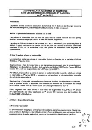 Accord relatif aux primes & indemnités ds les iEG au 1er janvier 2012