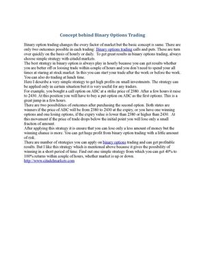 Concept behind Binary Options Trading