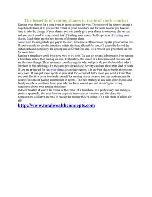 The benefits of renting shares in trade of stock market