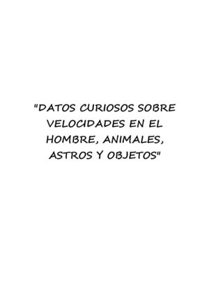 ALGUNOS DATOS CURIOSOS SOBRE VELOCIDADES