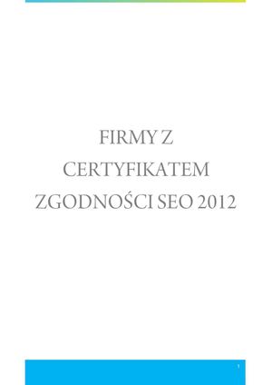 Firmy z certyfikatem SEO 2012
