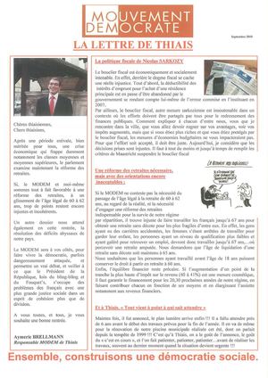 La Lettre de Thiais, septembre 2010