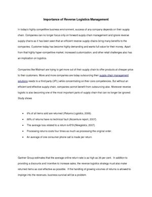 Importance of Reverse Logistics Management